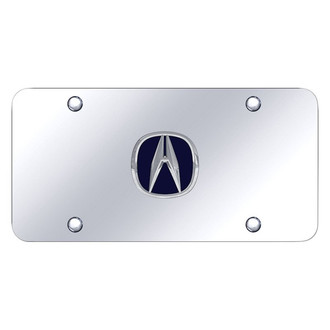 Autogold® - Chrome License Plate with 3D Chrome / Blue Acura Emblem