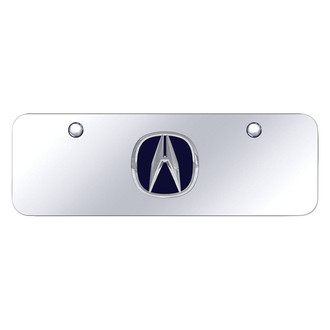 Autogold® - Chrome Mini Size License Plate with 3D Chrome / Blue Acura Emblem