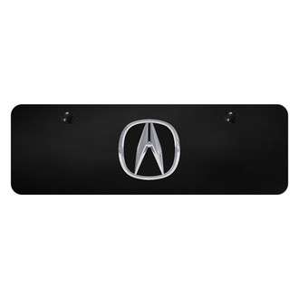 Autogold® - Black Mini Size License Plate with 3D Chrome / Black Acura Emblem