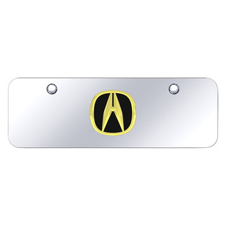 Autogold® - Chrome Mini Size License Plate with 3D Gold / Black Acura Emblem