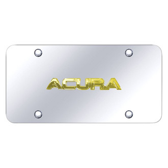Autogold® - Chrome License Plate with 3D Gold Acura Logo