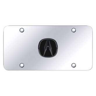 Autogold® - Chrome License Plate with 3D Black Pearl Acura Emblem