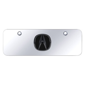 Autogold® - Chrome Mini Size License Plate with 3D Black Pearl Acura Emblem