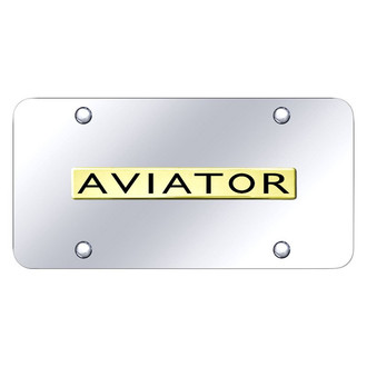 Autogold® - Chrome License Plate with 3D Gold Aviator Logo