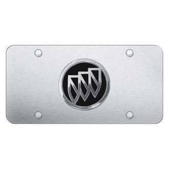 Autogold® - Brushed License Plate with 3D Chrome / Black Buick Emblem