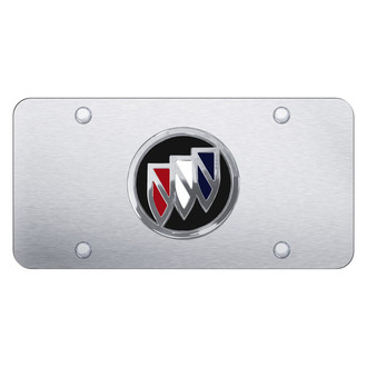 Autogold® - Brushed License Plate with 3D Tri-Color / Black Buick Emblem
