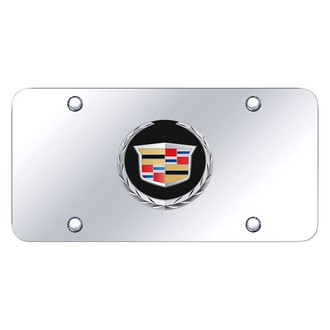 Autogold® - Chrome License Plate with 3D Black / Chrome Cadillac New Emblem