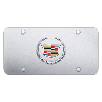 Autogold® - Chrome License Plate with 3D Chrome / Brushed Cadillac New Emblem
