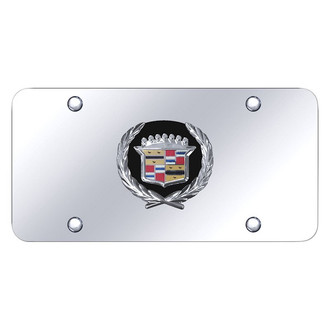 Autogold® - Chrome License Plate with 3D Black / Chrome Cadillac Emblem