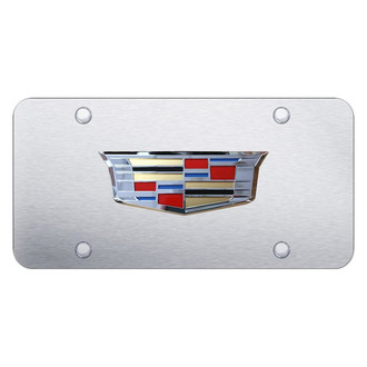 Autogold® - Brushed License Plate with 3D Chrome Cadillac New Emblem
