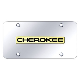 Autogold® - Chrome License Plate with 3D Gold Cherokee Logo