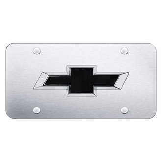Autogold® - Black License Plate with 3D Chrome / Brushed OEM Chevrolet Emblem
