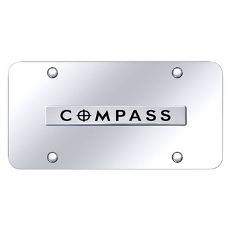 Autogold® - Chrome License Plate with 3D Chrome Compass Logo