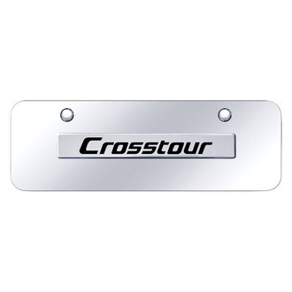 Autogold® - Chrome Mini Size License Plate with 3D Black CrossTour Logo