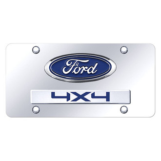 Autogold® - Chrome License Plate with 3D Chrome 4X4 Logo and Ford Emblem