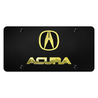 Autogold® - Black License Plate with 3D Gold / Black Acura Logo and Emblem