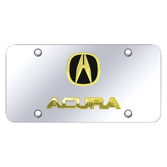 Autogold® - Chrome License Plate with 3D Gold / Black Acura Logo and Emblem