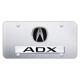 Autogold® - Brushed License Plate with 3D Chrome ADX Logo and Emblem