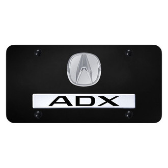 Autogold® - Black License Plate with 3D Chrome ADX Logo and Emblem