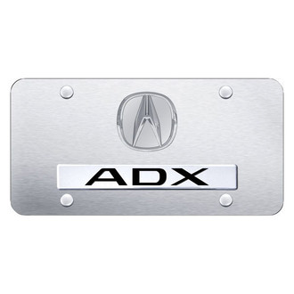 Autogold® - Brushed License Plate with 3D Chrome ADX Logo and Emblem
