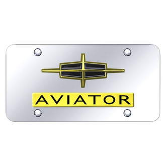 Autogold® - Chrome License Plate with 3D Gold Aviator Logo and Lincoln Emblem