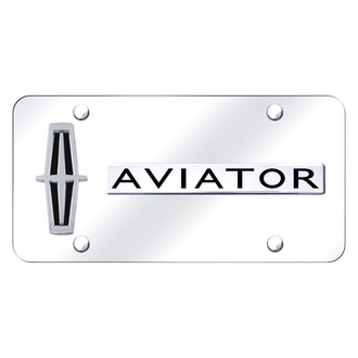 Autogold® - Chrome License Plate with 3D Chrome Aviator Vertical Logo and Lincoln Emblem