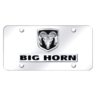 Autogold® - Chrome License Plate with 3D Chrome Big Horn Logo and Emblem