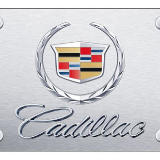 Autogold® - Brushed License Plate with 3D Chrome Cadillac New Logo and Emblem