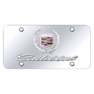 Autogold® - Chrome License Plate with 3D Chrome Cadillac Logo and Emblem