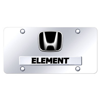 Autogold® - Chrome License Plate with 3D Black Element Logo and Honda Emblem