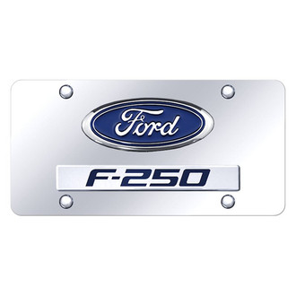 Autogold® - Chrome License Plate with 3D Chrome F-250 Logo and Ford Emblem
