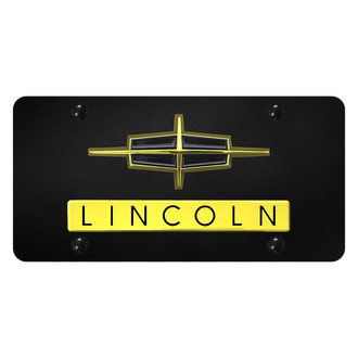 Autogold® - Black License Plate with 3D Gold Lincoln Logo and Emblem