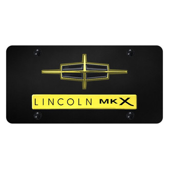 Autogold® - Black License Plate with 3D Gold MKX Logo and Lincoln Emblem