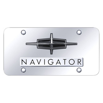 Autogold® - Chrome License Plate with 3D Chrome Navigator Logo and Lincoln Emblem