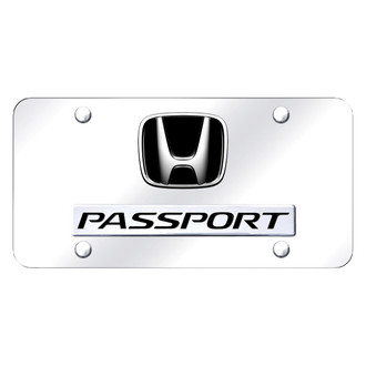 Autogold® - Chrome License Plate with 3D Chrome Passport Logo and Honda Emblem