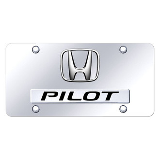 Autogold® - Chrome License Plate with 3D Chrome Pilot Logo and Honda Emblem