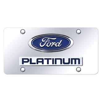 Autogold® - Chrome License Plate with 3D Chrome Platinum Logo and Ford Emblem