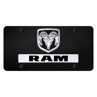 Autogold® - License Plate with 3D Chrome Ram OEM Logo and Dodge Emblem