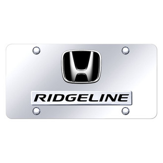 Autogold® - Chrome License Plate with 3D Chrome / Black Ridgeline Logo and Honda Emblem