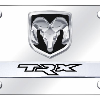 Autogold® - Chrome License Plate with 3D Chrome TRX Logo and Ram Emblem