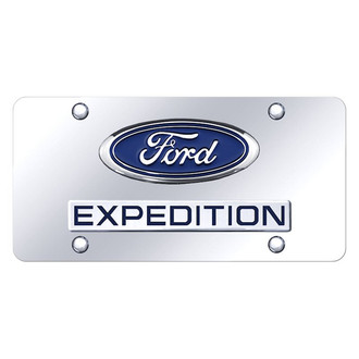 Autogold® - Chrome License Plate with 3D Chrome Expedition Logo and Ford Emblem
