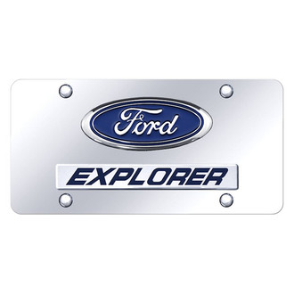 Autogold® - Chrome License Plate with 3D Chrome Explorer Logo and Ford Emblem