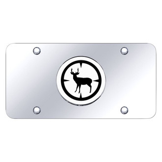 Autogold® - Chrome License Plate with 3D Chrome Deer Hunter Logo