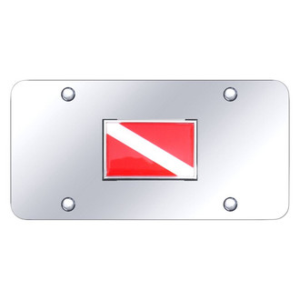 Autogold® - Chrome License Plate with 3D Dive Flag on Logo
