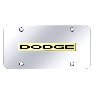 Autogold® - Chrome License Plate with 3D Gold Dodge Logo