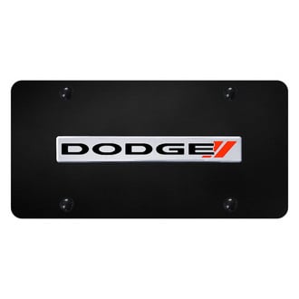 Autogold® - License Plate with 3D Chrome Dodge Stripes Logo