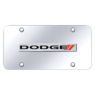 Autogold® - Chrome License Plate with 3D Chrome Dodge Stripes Logo