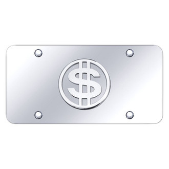 Autogold® - Chrome License Plate with 3D Chrome Dollar Logo
