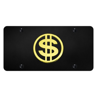Autogold® - Black License Plate with 3D Gold Dollar Logo