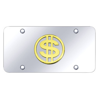 Autogold® - Chrome License Plate with 3D Gold Dollar Logo
